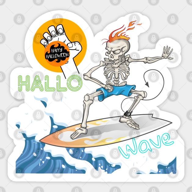 HALLOW - WAVE - Skeleton Sticker by O.M design